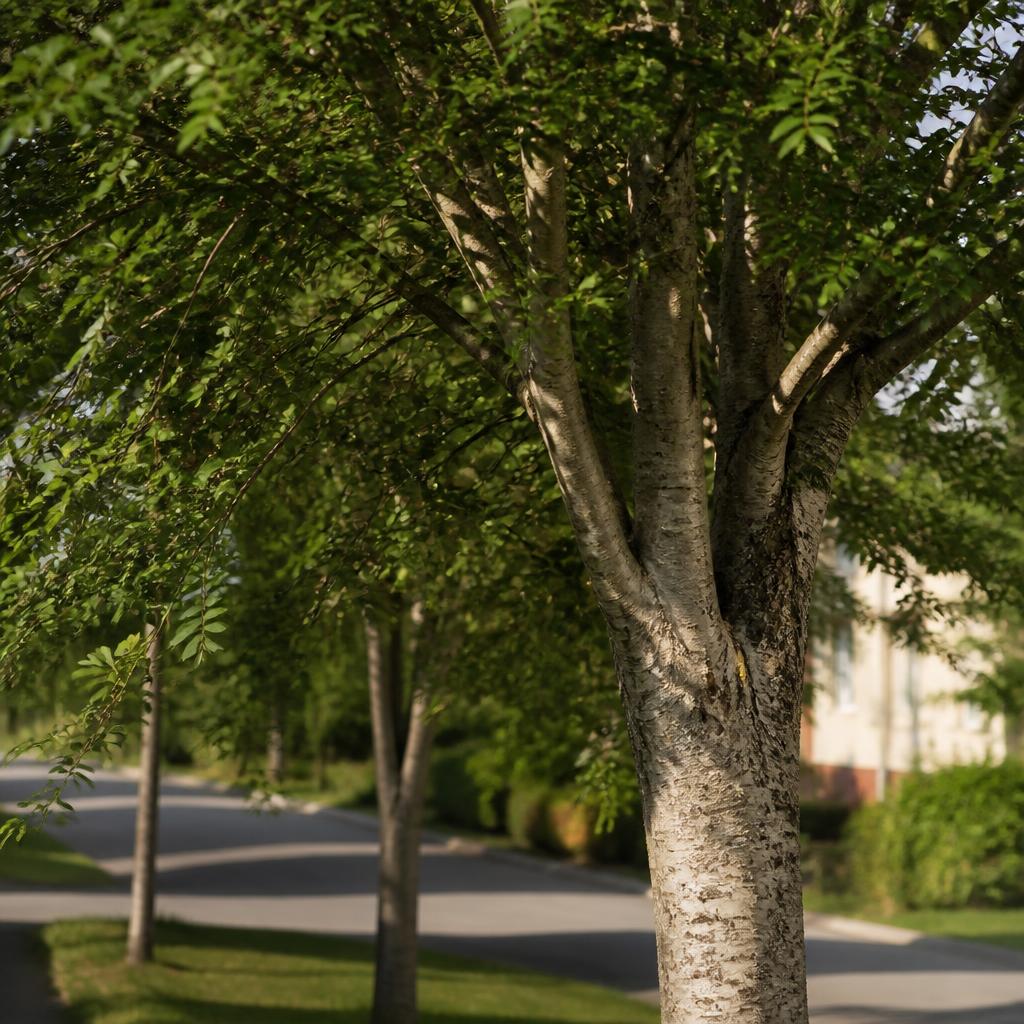 Oxel (oxelhäck) (Sorbus intermedia) i etablerad trädgård